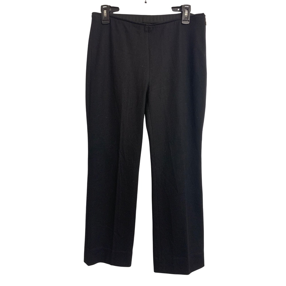 Bogner Black Wool Blend Straight Leg Side Zip Business Casual Trousers Size 8